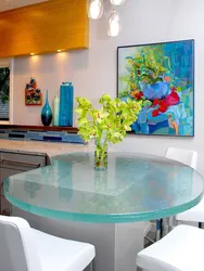 Kitchen with round glass table photo