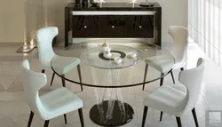 Kitchen with round glass table photo