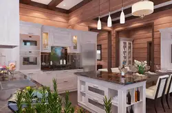 Kitchens in houses made of laminated veneer lumber photo