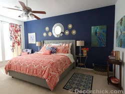 Bedroom interior blue pink