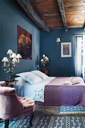 Bedroom interior blue pink