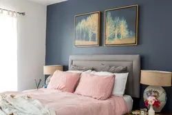 Bedroom interior blue pink