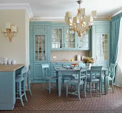 Gray-Blue Walls In The Kitchen Interior