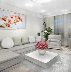 Дизайн зала в квартире с цветами