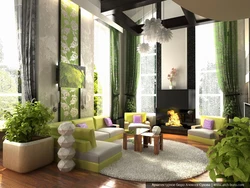 Living room design in an apartment with flowers