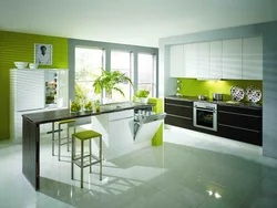 White gray green kitchen design