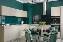 White gray green kitchen design