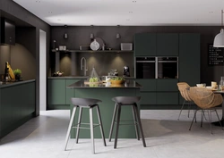 White Gray Green Kitchen Design