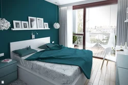 Emerald gray bedroom interior