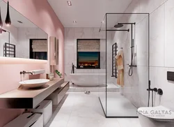 Заманауи стильде ваннасы бар ванна бөлмесінің дизайны