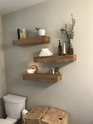 Bathrooms with wooden shelves photo