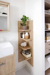 Bathrooms with wooden shelves photo