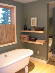 Bathrooms with wooden shelves photo