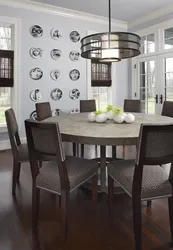 Photo Of A Round Table For The Kitchen Against The Wall