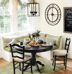 Photo Of A Round Table For The Kitchen Against The Wall