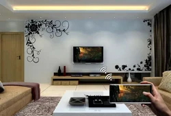 Living room TV wallpaper photo