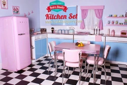 What colors goes with pink in the kitchen interior