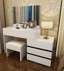 Bedroom design with dressing table and wardrobe