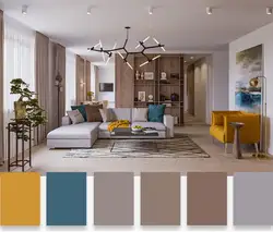 Gray beige color in the interior of the kitchen living room
