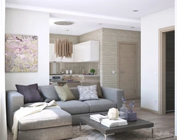 Gray Beige Color In The Interior Of The Kitchen Living Room