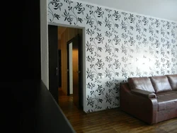 Wallpaper in the living room black and white photo