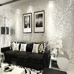 Wallpaper in the living room black and white photo