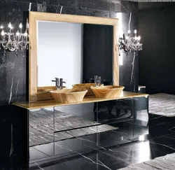 Фото ванных комнат с зеркалом тумбой