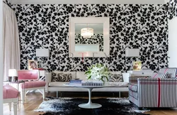 If The Living Room Has Black And White Wallpaper Photo