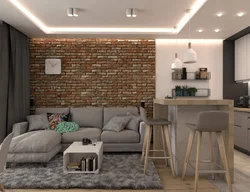 Bricks In The Interior Of The Kitchen Living Room