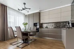 Gray Brown Color In The Interior Of The Kitchen Living Room