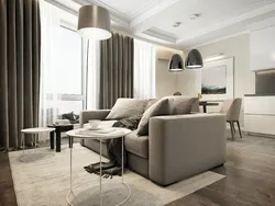 Gray brown color in the interior of the kitchen living room