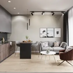 Gray brown color in the interior of the kitchen living room