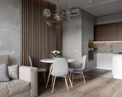 Gray brown color in the interior of the kitchen living room