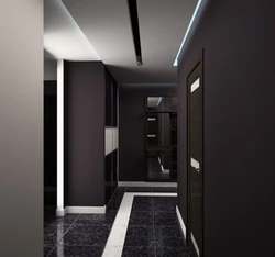 Hallway design dark floor
