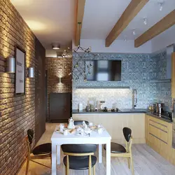 Kitchen with uneven wall photo