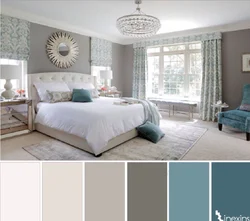 Color combination in the bedroom interior: beige, what color goes with it