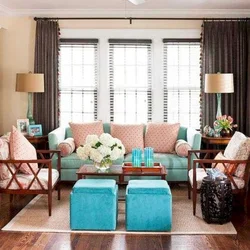 Бирюзовый цвет сочетание в интерьере гостиной с другими цветами
