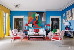 Blue-Red Living Room Interior