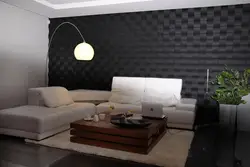 Dark wallpaper living room design photo