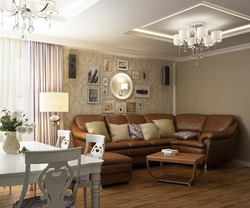 Classic corner sofa in the living room interior