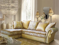 Classic corner sofa in the living room interior