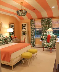 What colors goes with peach color in a bedroom interior