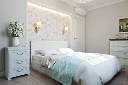 Bedroom wall design with white furniture