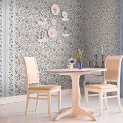 Combined wallpaper for the kitchen, washable in the interior