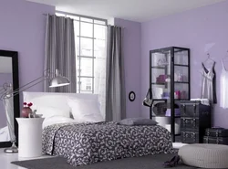 Combination of gray in the bedroom with curtains photo