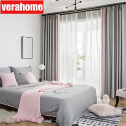 Combination of gray in the bedroom with curtains photo