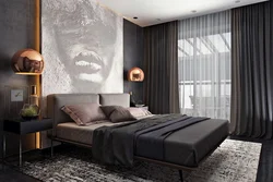 Bedroom in gray-brown tones photo