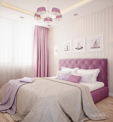 Дизайн спальни с сиреневой кроватью