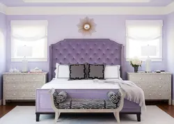 Bedroom design with lilac bed