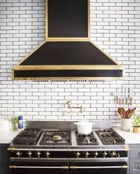 Black Gas Stove In The Kitchen Interior